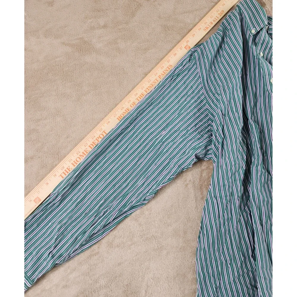 Vintage Polo Ralph Lauren Classic Fit Shirt Mens 2XLT Tall Green Striped L/S EUC